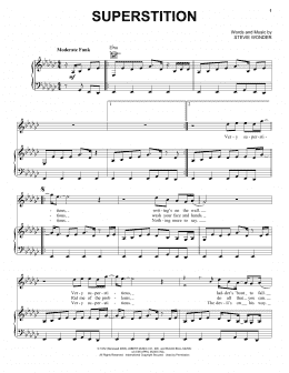 page one of Superstition (Piano, Vocal & Guitar Chords (Right-Hand Melody))