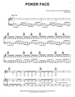 page one of Poker Face (Piano, Vocal & Guitar Chords (Right-Hand Melody))