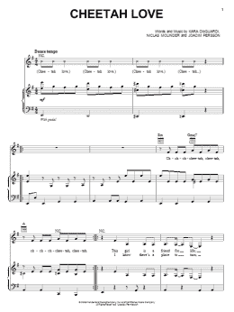 page one of Cheetah Love (Piano, Vocal & Guitar Chords (Right-Hand Melody))