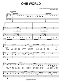 page one of One World (Piano, Vocal & Guitar Chords (Right-Hand Melody))