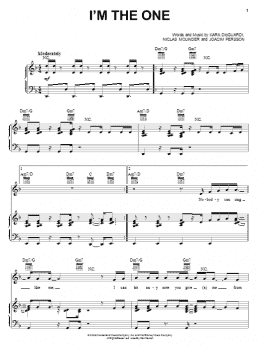 page one of I'm The One (Piano, Vocal & Guitar Chords (Right-Hand Melody))