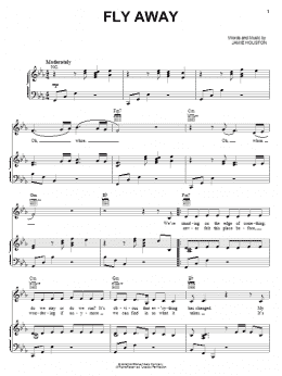 page one of Fly Away (Piano, Vocal & Guitar Chords (Right-Hand Melody))