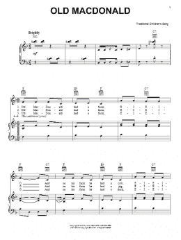 page one of Old MacDonald (Piano, Vocal & Guitar Chords (Right-Hand Melody))