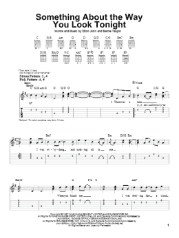 page one of Something About The Way You Look Tonight (Easy Guitar Tab)