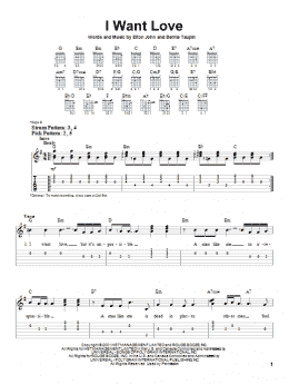 page one of I Want Love (Easy Guitar Tab)