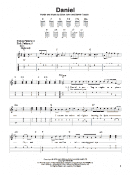 page one of Daniel (Easy Guitar Tab)
