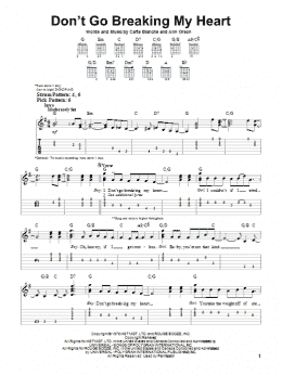 page one of Don't Go Breaking My Heart (Easy Guitar Tab)