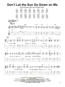 page one of Don't Let The Sun Go Down On Me (Easy Guitar Tab)