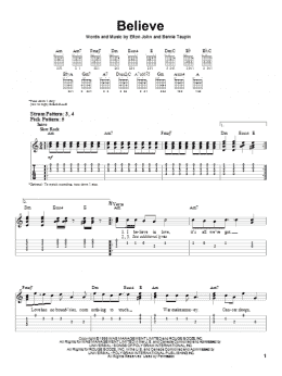 page one of Believe (Easy Guitar Tab)