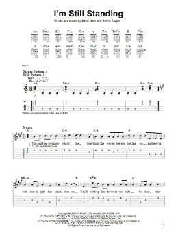 page one of I'm Still Standing (Easy Guitar Tab)