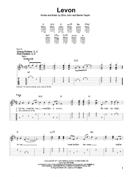 page one of Levon (Easy Guitar Tab)