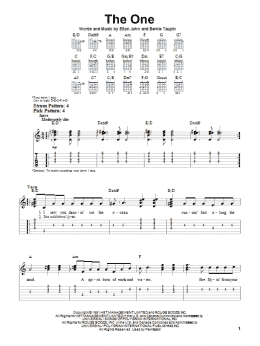 page one of The One (Easy Guitar Tab)