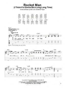 page one of Rocket Man (I Think It's Gonna Be A Long Long Time) (Easy Guitar Tab)