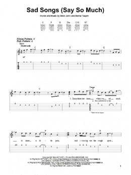 page one of Sad Songs (Say So Much) (Easy Guitar Tab)