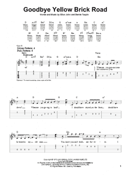 page one of Goodbye Yellow Brick Road (Easy Guitar Tab)