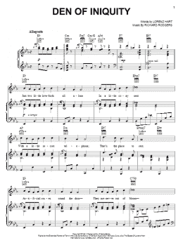 page one of Den Of Iniquity (Piano, Vocal & Guitar Chords (Right-Hand Melody))