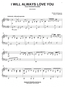 page one of I Will Always Love You (Piano Duet)