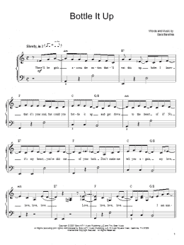 page one of Bottle It Up (Easy Piano)
