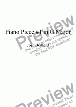page one of Piano Piece #1 in G Major
