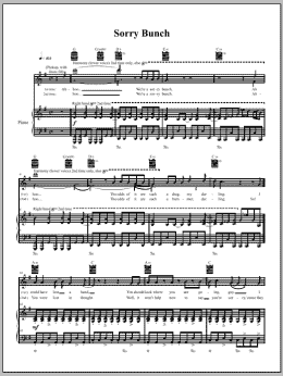 page one of Sorry Bunch (Piano, Vocal & Guitar Chords (Right-Hand Melody))
