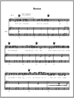 page one of Boston (Piano, Vocal & Guitar Chords (Right-Hand Melody))