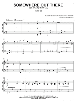 page one of Somewhere Out There (Piano Duet)