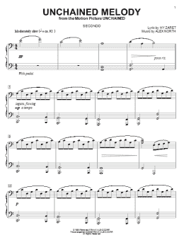 page one of Unchained Melody (Piano Duet)