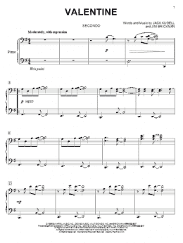 page one of Valentine (Piano Duet)