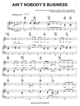page one of Ain't Nobody's Business (Piano, Vocal & Guitar Chords (Right-Hand Melody))