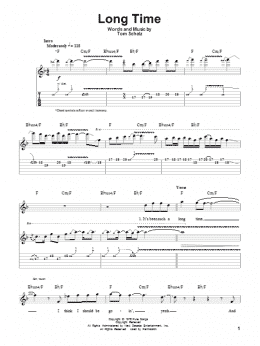page one of Long Time (Guitar Tab (Single Guitar))