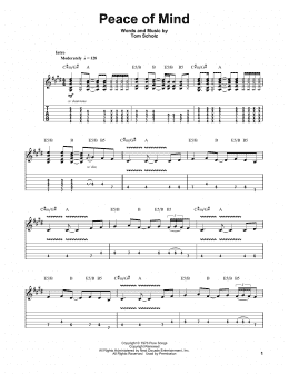 page one of Peace Of Mind (Guitar Tab (Single Guitar))