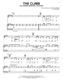 page one of The Climb (from Hannah Montana: The Movie) (Piano, Vocal & Guitar Chords (Right-Hand Melody))
