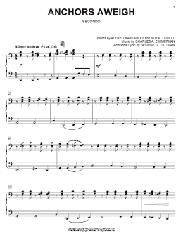 page one of Anchors Aweigh (Piano Duet)