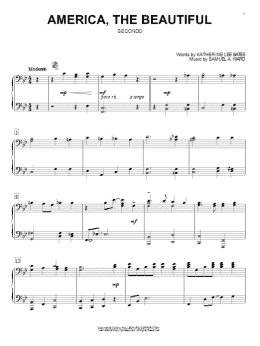page one of America, The Beautiful (Piano Duet)