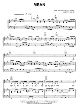page one of Mean (Piano, Vocal & Guitar Chords (Right-Hand Melody))