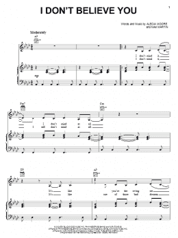 page one of I Don't Believe You (Piano, Vocal & Guitar Chords (Right-Hand Melody))