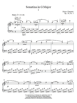 page one of Sonatina in G, Op.36 #5 (Piano Solo)