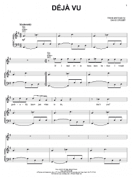 page one of Deja Vu (Piano, Vocal & Guitar Chords (Right-Hand Melody))