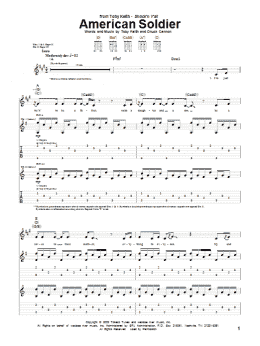 page one of American Soldier (Guitar Tab)
