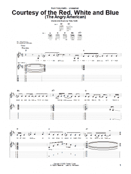page one of Courtesy Of The Red, White And Blue (The Angry American) (Guitar Tab)