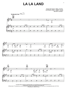 page one of La La Land (Piano, Vocal & Guitar Chords (Right-Hand Melody))