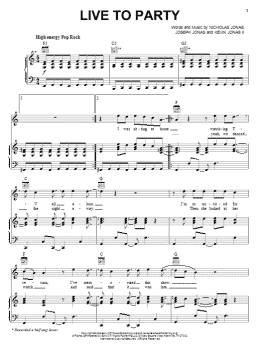 page one of Live To Party (Piano, Vocal & Guitar Chords (Right-Hand Melody))