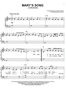 page one of Mary's Song (Oh My My My) (Easy Piano)