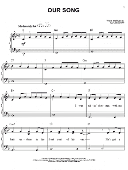 page one of Our Song (Easy Piano)