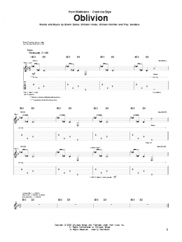 page one of Oblivion (Guitar Tab)