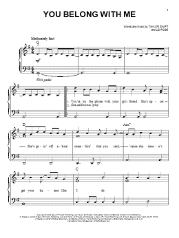 page one of You Belong With Me (Easy Piano)