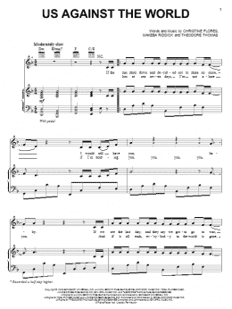 page one of Us Against The World (Piano, Vocal & Guitar Chords (Right-Hand Melody))