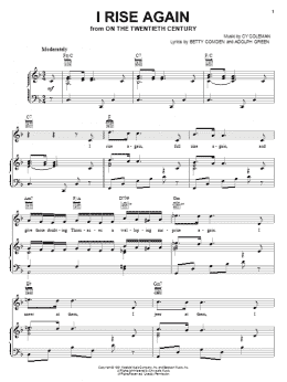 page one of I Rise Again (from On The Twentieth Century) (Piano, Vocal & Guitar Chords (Right-Hand Melody))
