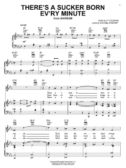 page one of There's A Sucker Born Ev'ry Minute (Piano, Vocal & Guitar Chords (Right-Hand Melody))
