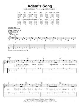 page one of Adam's Song (Easy Guitar Tab)